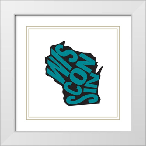 Wisconsin White Modern Wood Framed Art Print with Double Matting by Art Licensing Studio