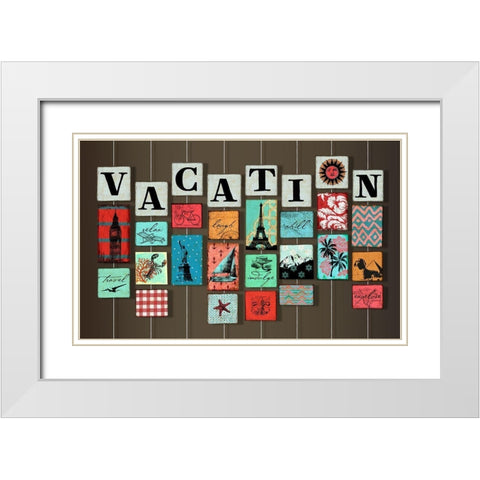 Vacation on Strings White Modern Wood Framed Art Print with Double Matting by Art Licensing Studio