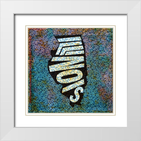 Illinois White Modern Wood Framed Art Print with Double Matting by Art Licensing Studio