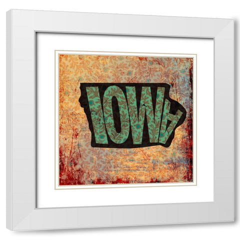 Iowa White Modern Wood Framed Art Print with Double Matting by Art Licensing Studio