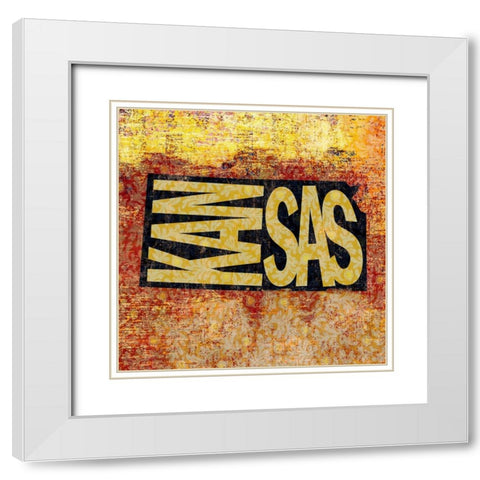 Kansas White Modern Wood Framed Art Print with Double Matting by Art Licensing Studio
