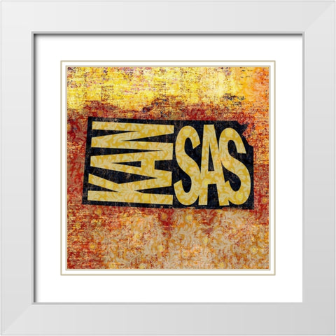 Kansas White Modern Wood Framed Art Print with Double Matting by Art Licensing Studio
