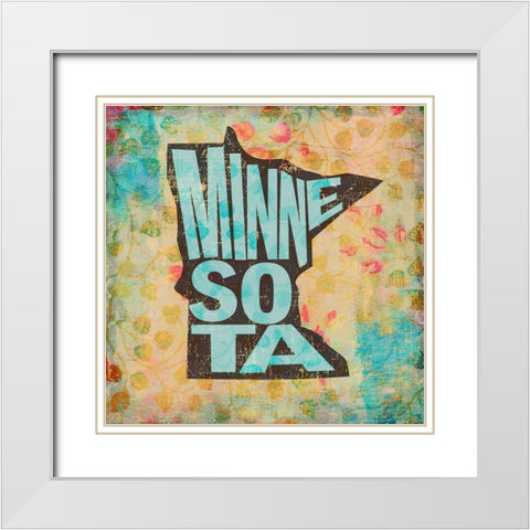 Minnesota White Modern Wood Framed Art Print with Double Matting by Art Licensing Studio
