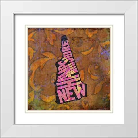 New Hampshire White Modern Wood Framed Art Print with Double Matting by Art Licensing Studio