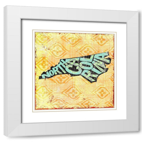 North Carolina White Modern Wood Framed Art Print with Double Matting by Art Licensing Studio