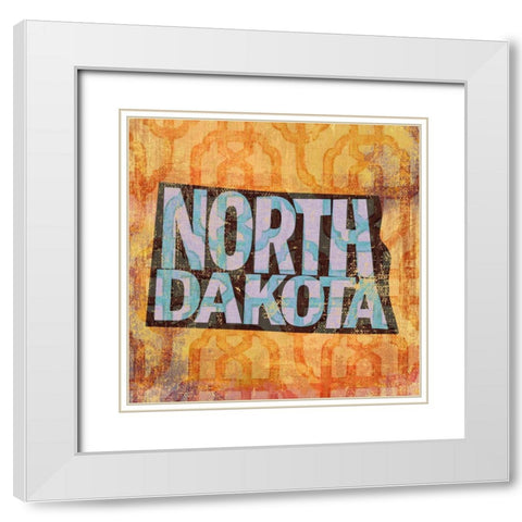 North Dakota White Modern Wood Framed Art Print with Double Matting by Art Licensing Studio
