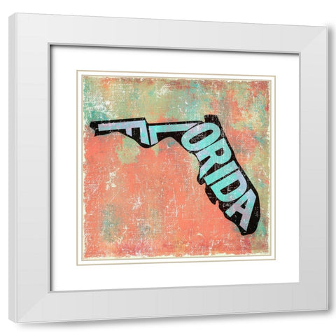 Florida White Modern Wood Framed Art Print with Double Matting by Art Licensing Studio