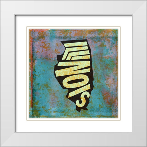 Illinois White Modern Wood Framed Art Print with Double Matting by Art Licensing Studio