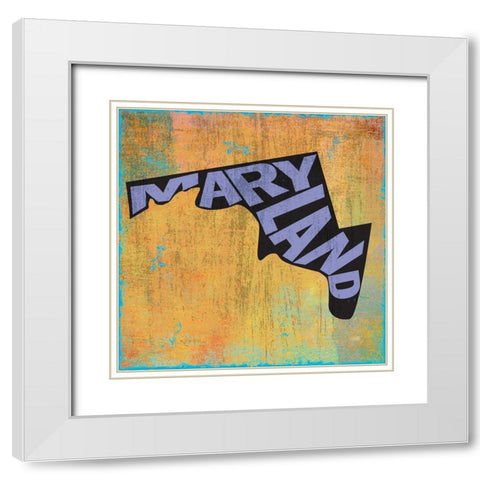 Maryland White Modern Wood Framed Art Print with Double Matting by Art Licensing Studio