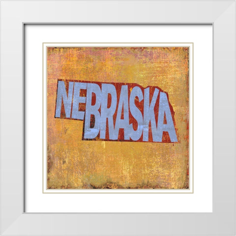 Nebraska White Modern Wood Framed Art Print with Double Matting by Art Licensing Studio