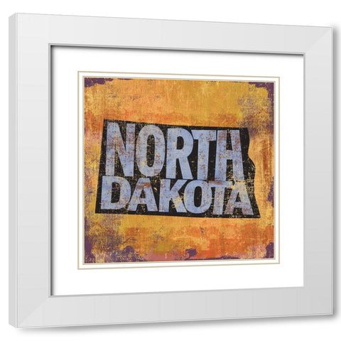 North Dakota White Modern Wood Framed Art Print with Double Matting by Art Licensing Studio