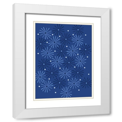 Cool Blue 1 White Modern Wood Framed Art Print with Double Matting by Art Licensing Studio