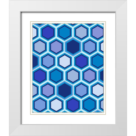 Cool Blue 3 White Modern Wood Framed Art Print with Double Matting by Art Licensing Studio