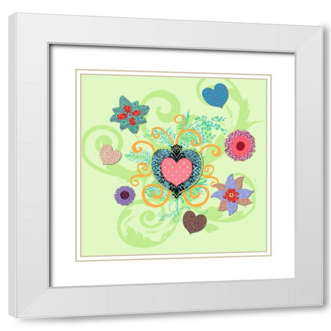 Swirling Big Heart White Modern Wood Framed Art Print with Double Matting by Art Licensing Studio