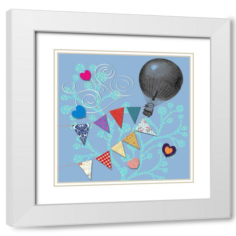 Fly Away Balloon White Modern Wood Framed Art Print with Double Matting by Art Licensing Studio