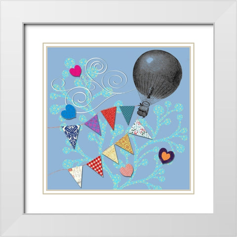 Fly Away Balloon White Modern Wood Framed Art Print with Double Matting by Art Licensing Studio