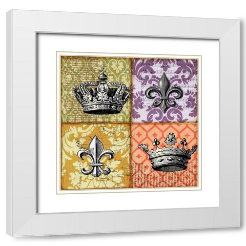 Crown and Fleur White Modern Wood Framed Art Print with Double Matting by Art Licensing Studio