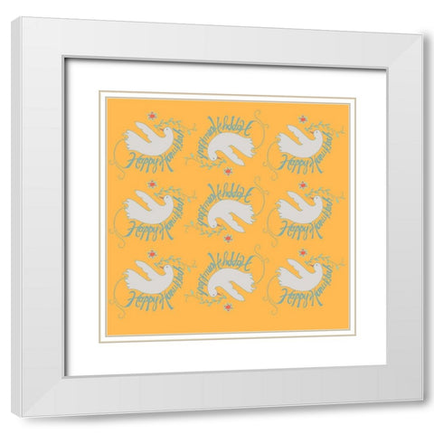 Hanukkah 2 White Modern Wood Framed Art Print with Double Matting by Art Licensing Studio