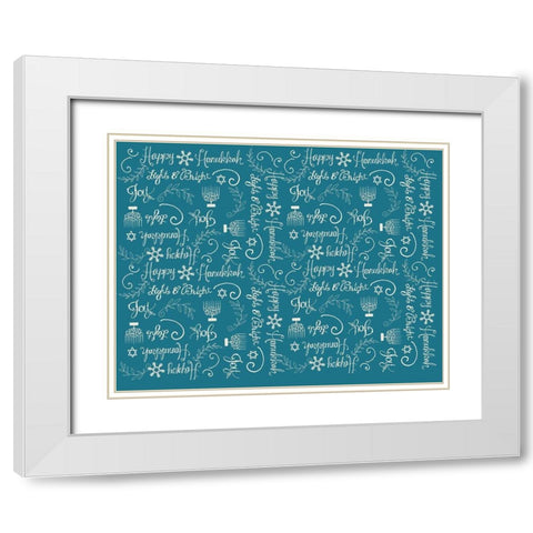 Hanukkah 3 White Modern Wood Framed Art Print with Double Matting by Art Licensing Studio