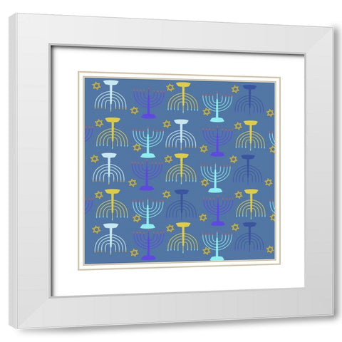 Hanukkah 6 White Modern Wood Framed Art Print with Double Matting by Art Licensing Studio