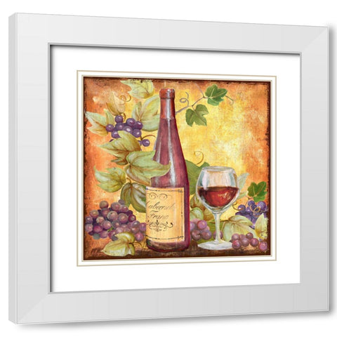 Grapevine And Wine Red White Modern Wood Framed Art Print with Double Matting by Art Licensing Studio