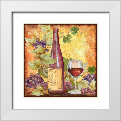 Grapevine And Wine Red White Modern Wood Framed Art Print with Double Matting by Art Licensing Studio