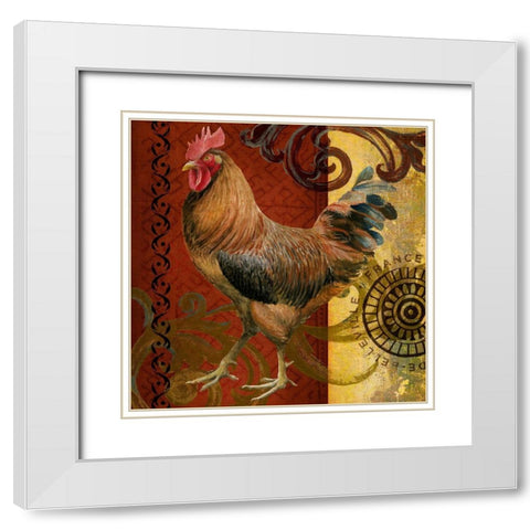 Belle Rooster I White Modern Wood Framed Art Print with Double Matting by Art Licensing Studio