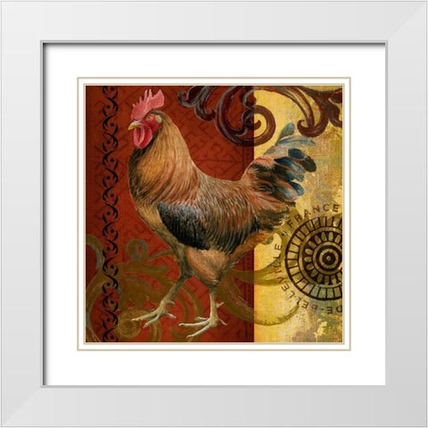 Belle Rooster I White Modern Wood Framed Art Print with Double Matting by Art Licensing Studio