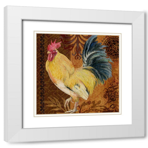 Belle Rooster II White Modern Wood Framed Art Print with Double Matting by Art Licensing Studio