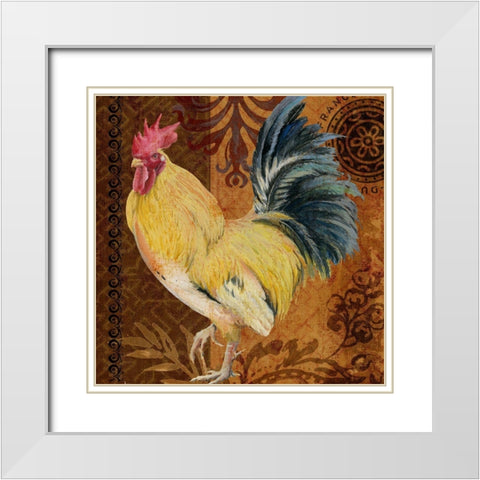 Belle Rooster II White Modern Wood Framed Art Print with Double Matting by Art Licensing Studio