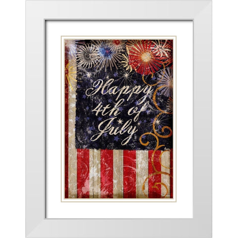 Fourth of July Glory White Modern Wood Framed Art Print with Double Matting by Art Licensing Studio