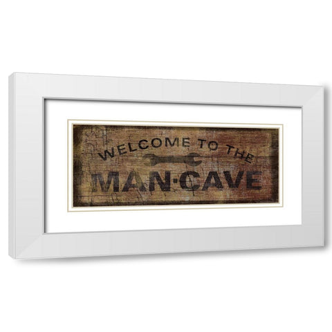 Mancave with Wrench White Modern Wood Framed Art Print with Double Matting by Art Licensing Studio