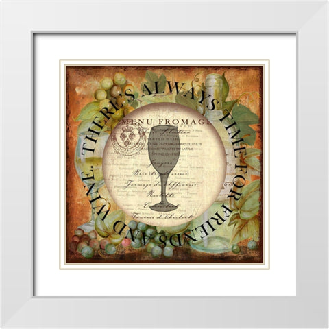 Circled Wine 1 White Modern Wood Framed Art Print with Double Matting by Art Licensing Studio