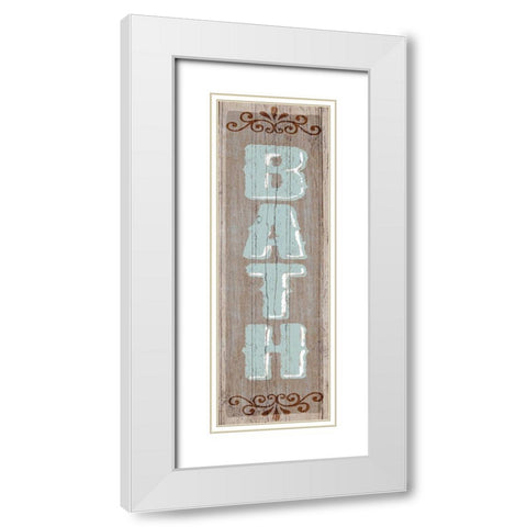 Bath Sign 1 White Modern Wood Framed Art Print with Double Matting by Art Licensing Studio