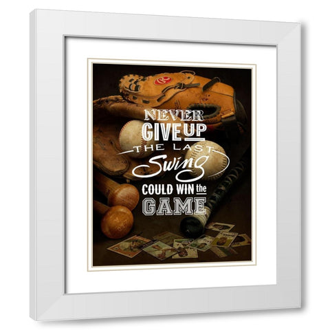 Never give up White Modern Wood Framed Art Print with Double Matting by Art Licensing Studio