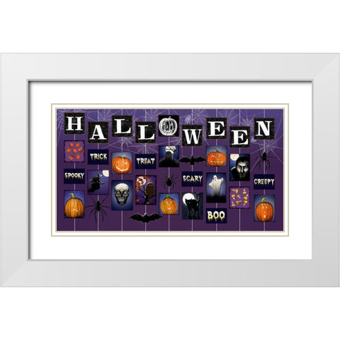 Halloween on Strings White Modern Wood Framed Art Print with Double Matting by Art Licensing Studio