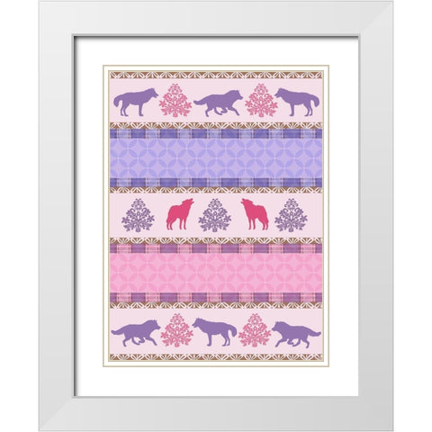 Roving Wolf Pattern White Modern Wood Framed Art Print with Double Matting by Art Licensing Studio
