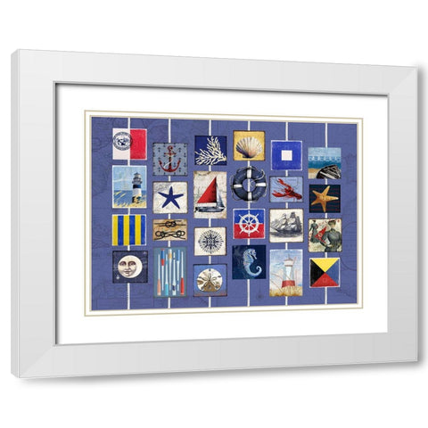 Nautical strings 1 White Modern Wood Framed Art Print with Double Matting by Art Licensing Studio