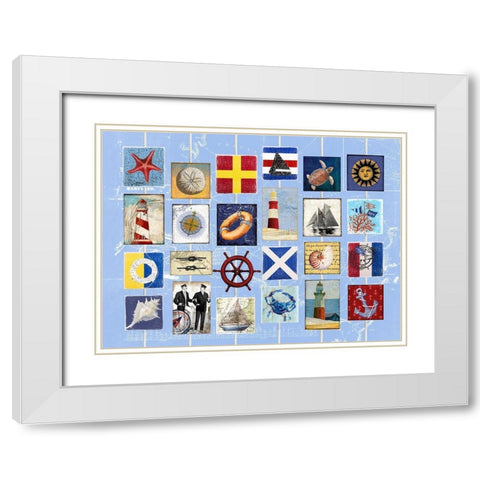 Nautical strings 2 White Modern Wood Framed Art Print with Double Matting by Art Licensing Studio
