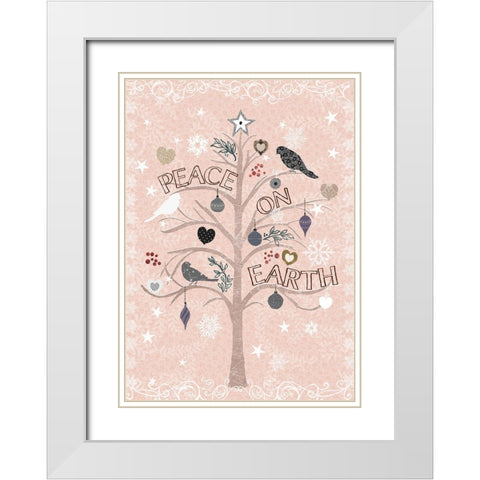 The Embellished Tree 3 White Modern Wood Framed Art Print with Double Matting by Art Licensing Studio