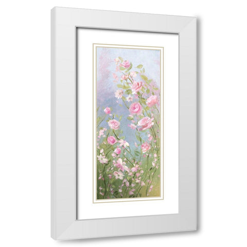 Morning Mist Roses White Modern Wood Framed Art Print with Double Matting by Art Licensing Studio