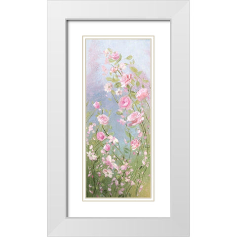 Morning Mist Roses White Modern Wood Framed Art Print with Double Matting by Art Licensing Studio