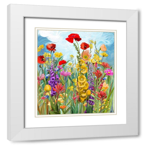 Floral Fields 1 White Modern Wood Framed Art Print with Double Matting by Art Licensing Studio