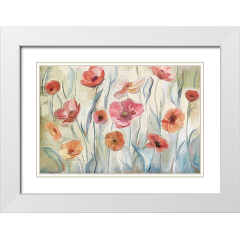 Anemone Poppies White Modern Wood Framed Art Print with Double Matting by Art Licensing Studio