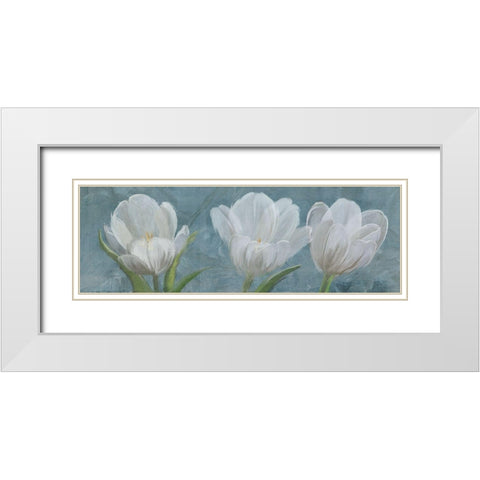 Tulip Triolet 2 White Modern Wood Framed Art Print with Double Matting by Art Licensing Studio