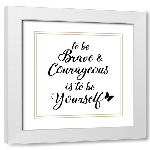 Be Yourself Stencil Quote White Modern Wood Framed Art Print with Double Matting by Art Licensing Studio