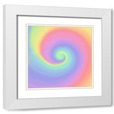 Pastel Rainbow Swirl White Modern Wood Framed Art Print with Double Matting by Art Licensing Studio