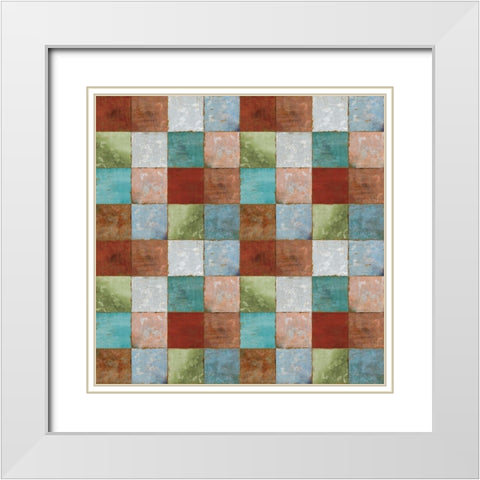 North Woods Color Blocks White Modern Wood Framed Art Print with Double Matting by Art Licensing Studio