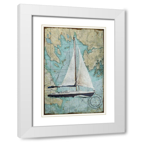 Maritime Sail White Modern Wood Framed Art Print with Double Matting by Art Licensing Studio
