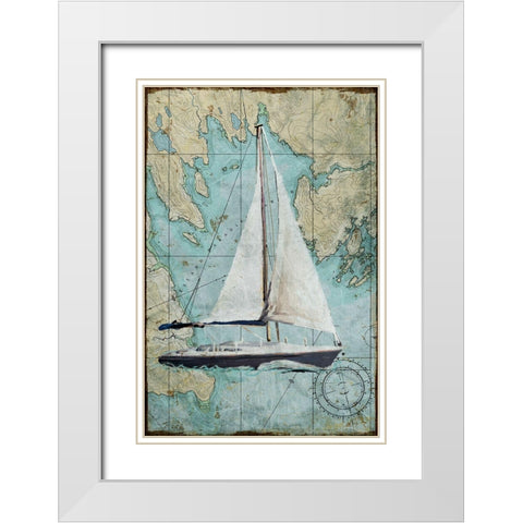 Maritime Sail White Modern Wood Framed Art Print with Double Matting by Art Licensing Studio